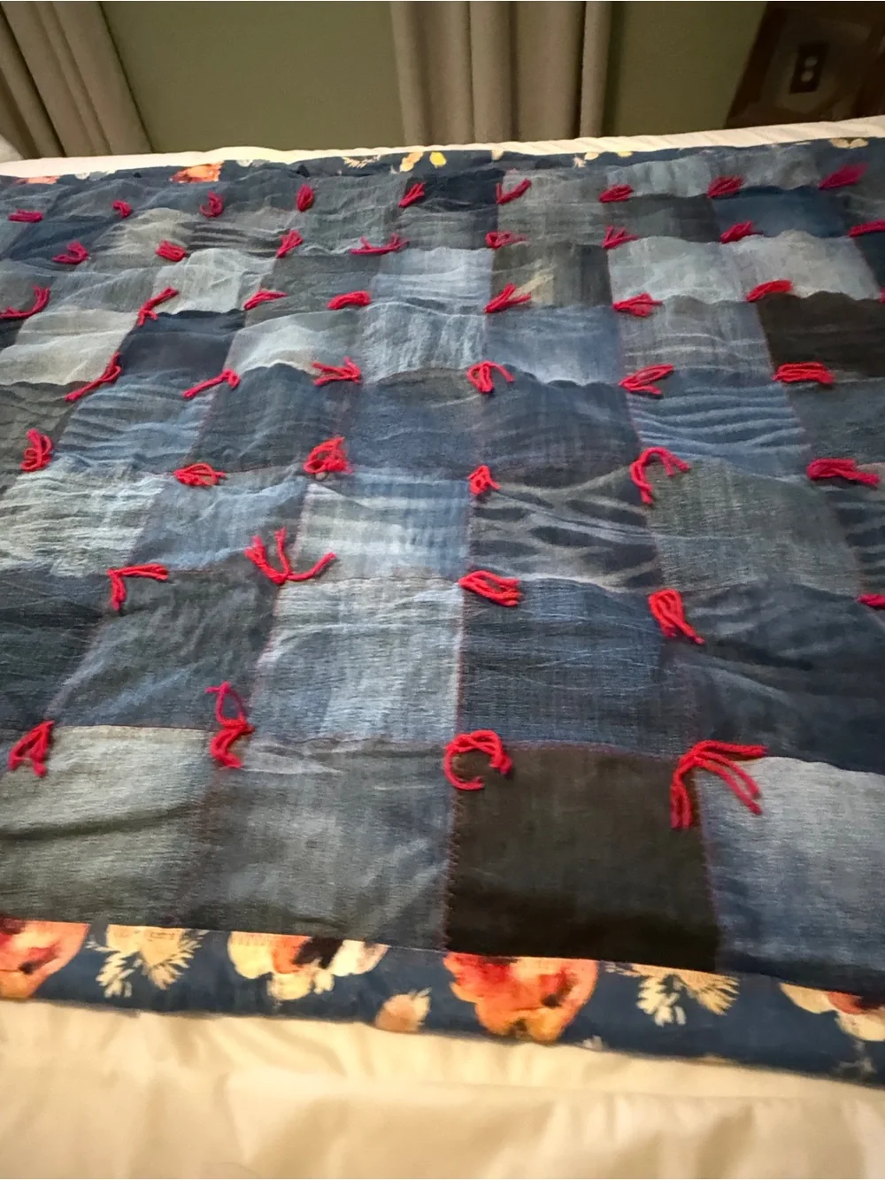 Handmade Denim Patchwork Throw 5ft x4ft